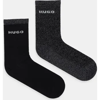 Pánské ponožky Ponožky HUGO 2P QS SHINY PIQ CC W 2-pack 50546406 černá 99X, vel. 39-42