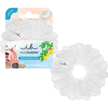 Ozdobná spirálová gumička do vlasů Invisibobble Sprunchie Summer In Capri Blanco Bliss - bílá + dárek zdarma