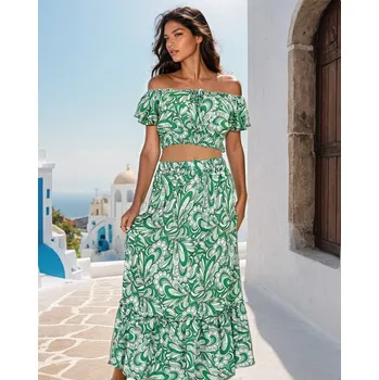 Letní dámský komplet s potiskem Resti bílá | zelená | světle zelená 3401904