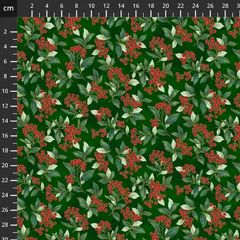 Hoffman 3298-803 Blooming Holidays vícebarevná vánoční zlatotisk bavlněná látka