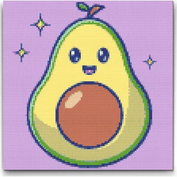 Diamantové malování Diamantové malování - Roztomilé avokádko Velikost: 30x30cm, Rámování: Pouze srolované plátno, Diamanty: Kulaté