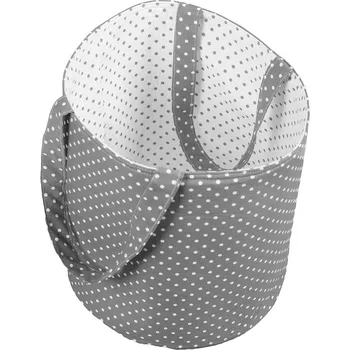 Dětská postýlka Eva Kiedroňová Látkový košík s oušky - Bílý s šedými puntíky / Šedý s bílými puntíky