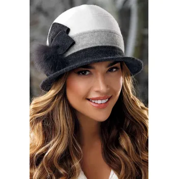 Čepice KRUMLOVANKA Zimní dámský klobouk tříbarevný antracit-bílá W-0638/693