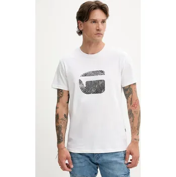 Pánské tričko Bavlněné tričko G-Star pánské, bílá barva, s potiskem, D26041-C506 D26041.C506 00X, vel. XL