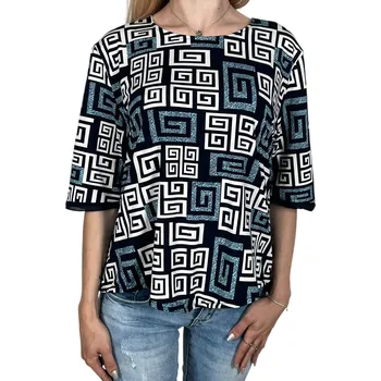 Dámská halenka Wandeng Dámská barevné halenka s krátkým rukávem MARCELA Barva: Tyrkysová, Velikost: 4XL