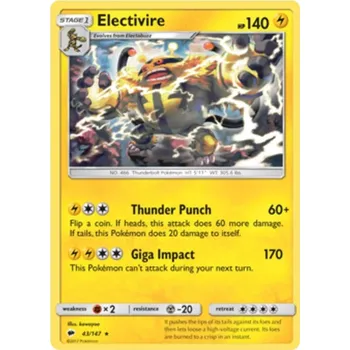Karetní hra Electivire 043/147 - Burning Shadows Typ karty: Non-Holo