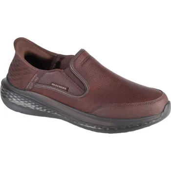 Pánská obuv Tmavě hnědé pánské kožené tenisky Skechers Slip-Ins: Slade 205237-RDBR Velikost: 42,5