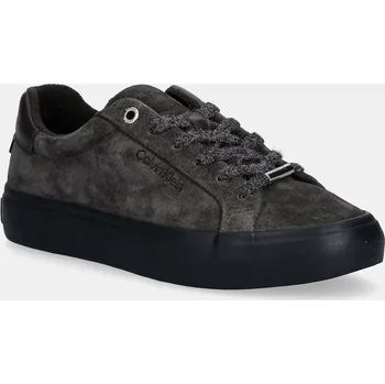 Dámské tenisky Semišové tenisky Calvin Klein LACE-UP SNEAKER SUEDE/WL CK dámské, zelená barva, HW0HW02679 91X, EUR 39