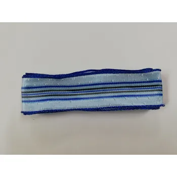 Stuha Látková stuha s drátkem 25mm - s modrými a černými proužky - balení 2m