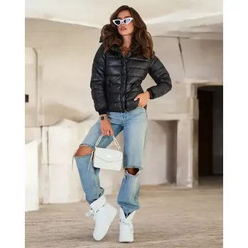 Dámská casual bunda Resti Black women's quilted jacket with hood Resti černá | bílá | šedá | světle modrá | vícebarevná 3401611