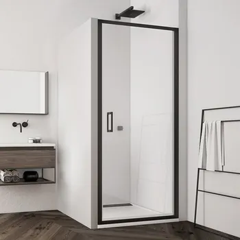 Sprchové dveře RONAL TOP LINE S Jednokřídlé dveře černá mat čiré TLSPSM20607