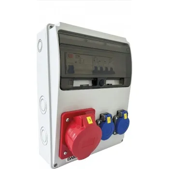 Rozvaděč Set 2 - Zásuvková skříň 11M 32A 5p, 2x230V - 11 modulů s jištiči a chráničem