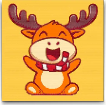 Diamantové malování Diamantové malování - Veselý sobík Velikost: 30x30cm, Rámování: Pouze srolované plátno, Diamanty: Kulaté