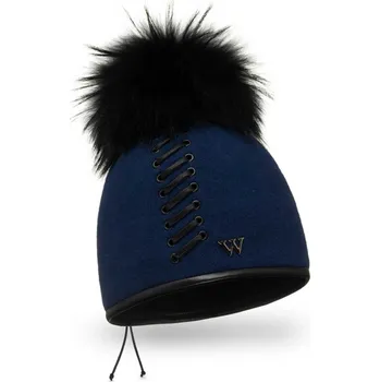 Pokrývka hlavy KRUMLOVANKA Zimní dámská čepice s bambulí W-0658 barevné varianty VYBERTE BAREVNOU VARIANTU: tmavě modrá