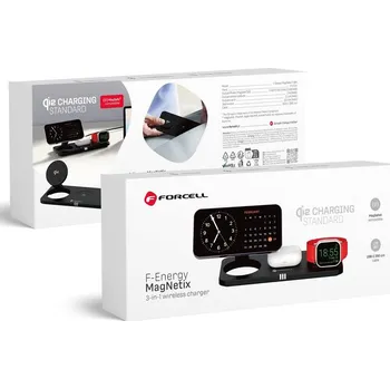 FORCELL F-ENERGY MagNetix 3w1 Qi2 20,5W bezdrátová nabíječka kompatibilní s MagSafe černá