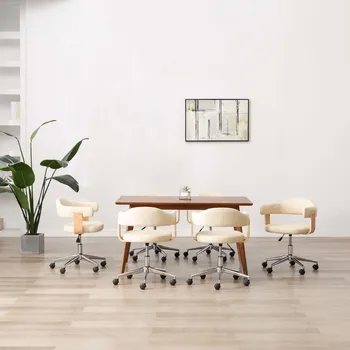 Jídelní židle OMAXI Otočné jídelní židle 6 ks krémové umělá kůže 023396