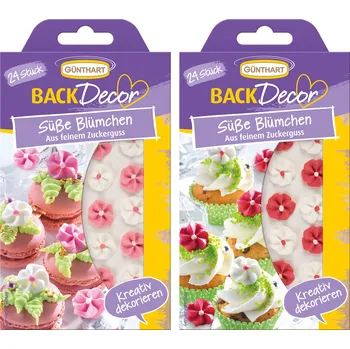 Přisada na vaření a pečení Günthart Sladké kytičky - cukrová dekorace na dorty, cupcake, cukroví - 2 druhy Barva: Červeno-bílá