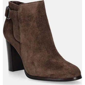 Dámské kozačky Semišové boty Lauren Ralph Lauren Tasha Bt Hl hnědá barva, na podpatku, 802980068002 802980068002.200 89X, EUR 41