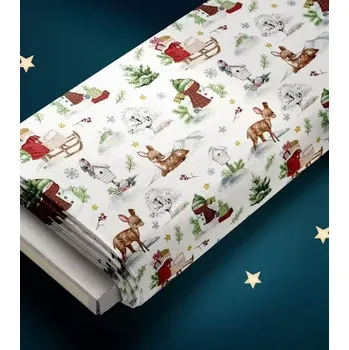 Metráž Vánoční bavlněná látka sáňky s nadílkou | RTex