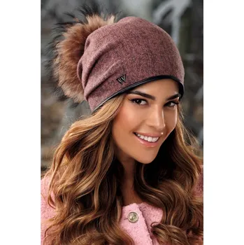 Čepice KRUMLOVANKA Zimní dámská čepice s bambulí W-0598/780MStarorůžový melange