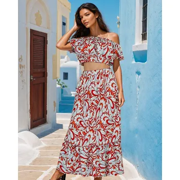 Letní vzorovaný dámský komplet Resti bílá | oranžová | světle modrá | červená | vícebarevná 3401929