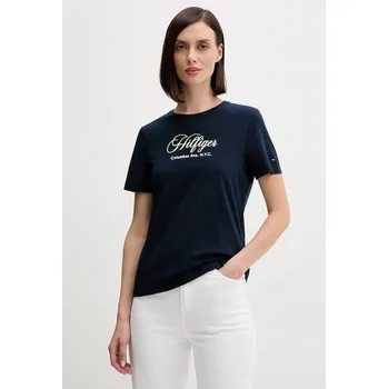Bavlněné tričko Tommy Hilfiger WW0WW46120 námořnická modř 59X, vel. M