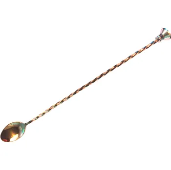 TOMGAST Lžička barmanská s drtítkem - měděná, délka 30 cm