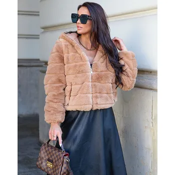 Dámská casual bunda Resti Double-sided women's jacket with fur in light brown Resti černá | krémová 3401753