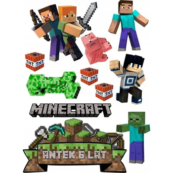 Jedlá dekorace na dort Oplatka na dort CUKROVÁ POSTAVIČKA Minecraft A4