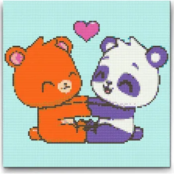 Diamantové malování Diamantové malování - Medvědí láska Velikost: 30x30cm, Rámování: Pouze srolované plátno, Diamanty: Kulaté