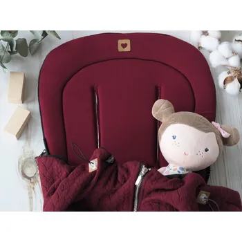 SET Podložka prodloužená (bordó, černý fleece) + copánková deka (bordó, černý fleece)