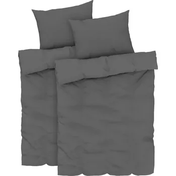 Povlečení LIVARNO home Sada ložního povlečení z mikrovláknitého saténu, 140 x 200 cm, 70 x 90 cm (tmavě šedá)