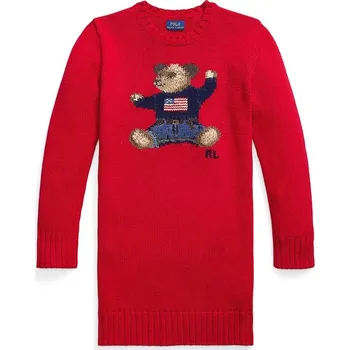 Dámské oblečení Dětské bavlněné šaty Polo Ralph Lauren 313978873001 červená 33X, vel. 130-134