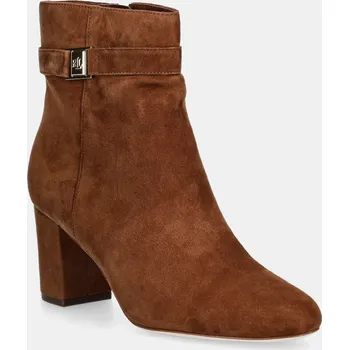 Dámské kozačky Semišové boty Lauren Ralph Lauren Kellie Bt Hl hnědá barva, na podpatku, 802967827002 802967827002.200 88X, EUR 36
