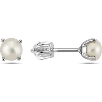 Náušnice Lillian Vassago Zlaté náušnice na šroubek zdobené perlou LLV98-GER171Š Barva zlata: Bílá