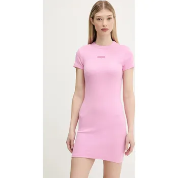 Dámské šaty Šaty Tommy Jeans růžová barva, mini, přiléhavé, DW0DW21186 30X, vel. XL
