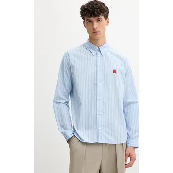 Pánská košile Bavlněná košile Kenzo pánská, modrá barva, relaxed, s klasickým límcem, FF65CH4109LD 50X, vel. 41