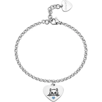 Náramek S'Agapõ Ocelový náramek s přívěskem Kočka Be My Family SBY042 + 2 měsíce na vrácení zboží
