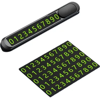 Dočasná parkovací karta do auta Styling Kovová slitina s telefonním číslem Elegantní odkládací tabulka černá