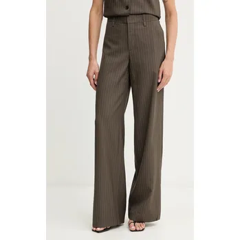 Dámské kalhoty Vlněné kalhoty Miss Sixty dámské, hnědá barva, široké, high waist, 6S3PJ4040A 98X, vel. M