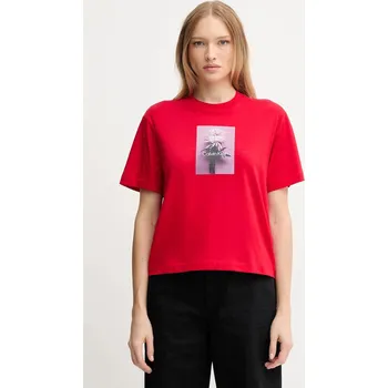 Dámské tričko Bavlněné tričko Calvin Klein Jeans LV047D880G červená 33X, vel. S