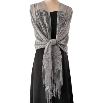 Šátek Krajková šála Šedá