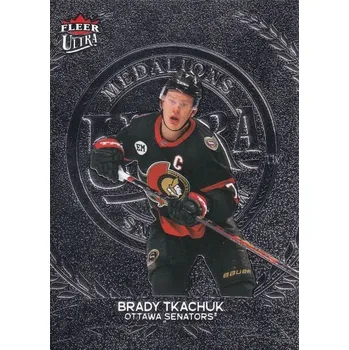 Sběratelská karetní hra paralel karta BRADY TKACHUK 22-23 Fleer Ultra Medallion číslo M-11