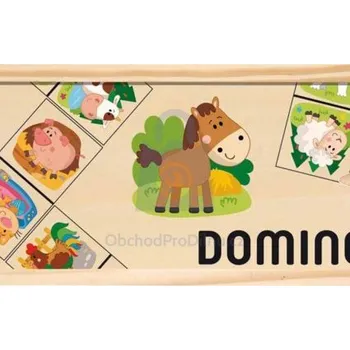 Dřevěná hračka Domino Domácí zvířata 18,5 x 10 x 5 cm (š x v x h), balení 1 ks