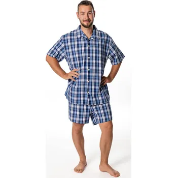 Pánská móda LUIZ Pánské pyžamo Tomáš 5330 - krátké, letní, na knoflíky Velikost: 58