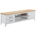 Bílý borovicový TV stolek Marckeric Miranda 158 x 40 cm
