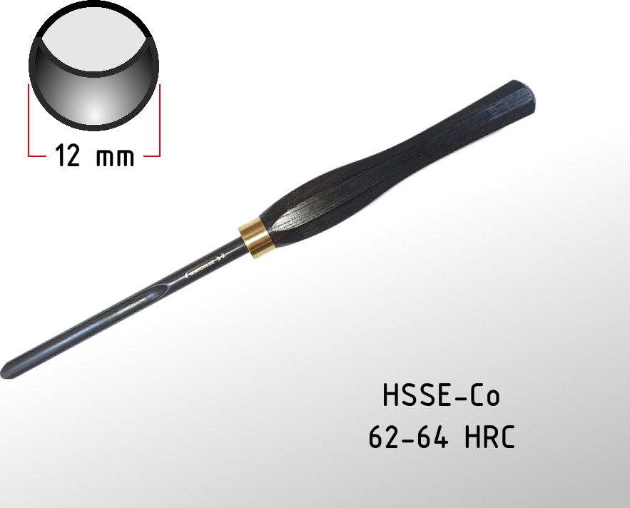 12mm vřetenový struh GURTOOL s rukojetí 12mm Spindle Gouge with Handle