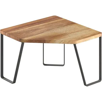 Drátěná police Ohová dřevěná přídavná polička v matně černo-přírodní barvě 25x25 cm York – Metaltex ID_1746728