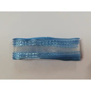 Stuha Šifonová stuha s drátkem 25mm - s modrými okraji - balení 2m