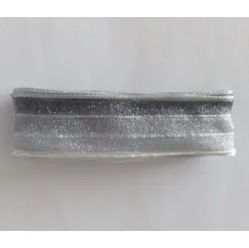 Stuha Šifonová stuha s drátkem 25mm - bílý a šedý proužek - balení 3m